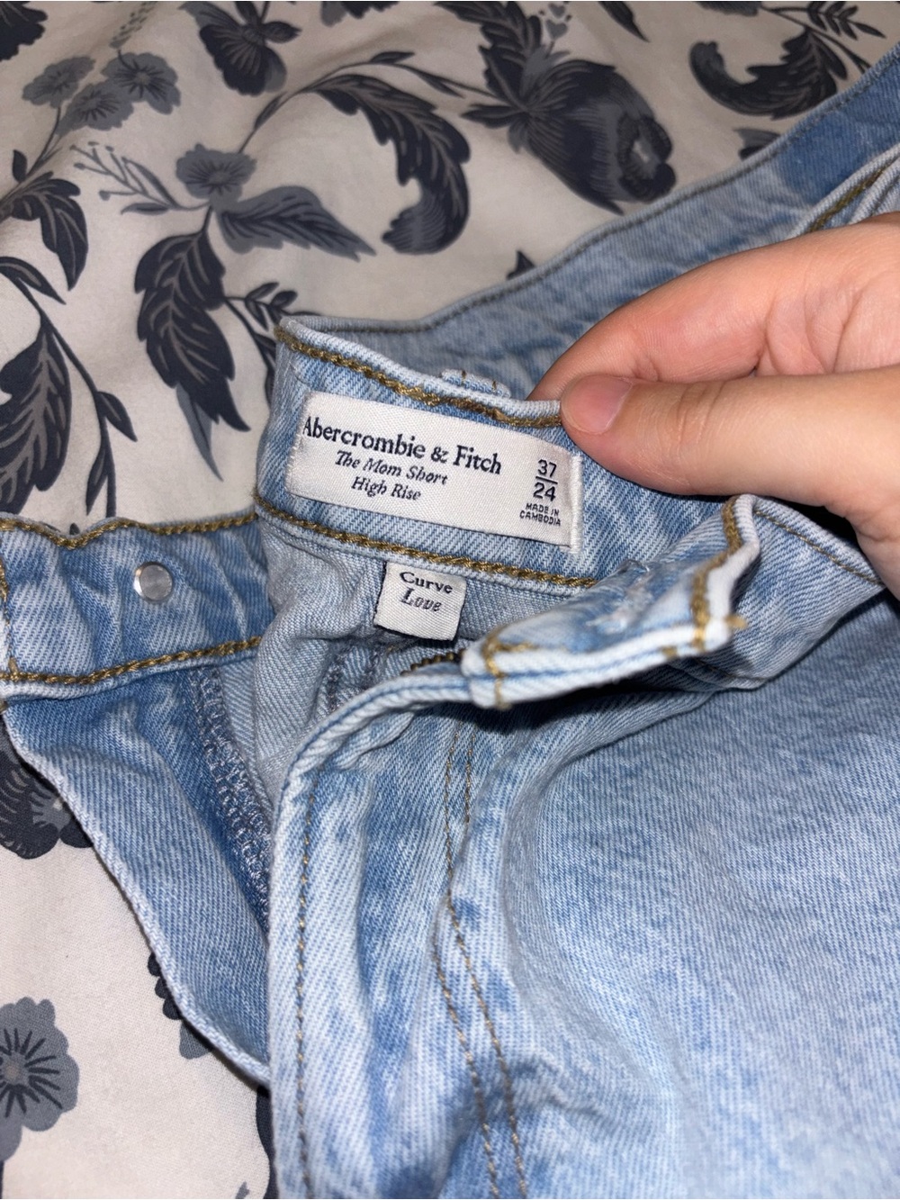 Abercrombie & Fitch Light Blue High-Rise Mom Shorts
